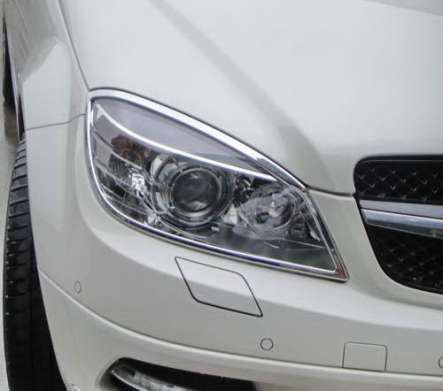 Накладки на передние фары хромированные IDFR 1-MB107-01C для Mercedes Benz C-Class W204 Wagon 2007-2014