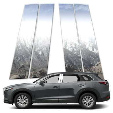 Накладки на стойки дверей стальные комплект 4шт. Brighter Design SRF0543 для Mazda CX-9 2016-2021 