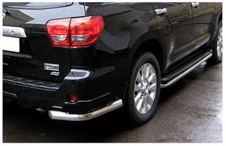 Защита заднего бампера уголки диам.76мм, нержавейка, для авто Toyota Sequoia II 2008-