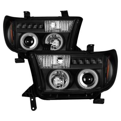 Передняя оптика диодная черная с ангельскими глазками CCFL Spyder Auto 5030306 для Toyota Sequoia 2007-2013