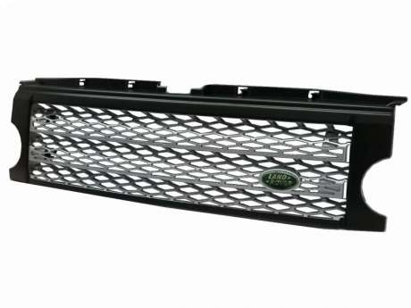Решетка радиатора черная с серебристой сеткой Supercharged Style для Land Rover Discovery 3 2005-2009