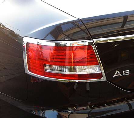 Накладки на задние фонари хромированные IDFR 1-AD221-02C для Audi A6 С6 2004-2010