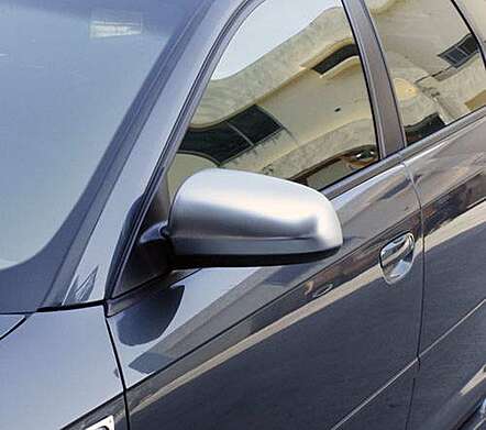 Накладки на зеркала матовое серебро IDFR 1-AD221-04CS для Audi A6 С6 2004-2010