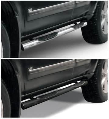 Подножки-трубы со ступеньками диам.76мм, нержавейка (возможен заказ сталь с черным покрытием -60%), для авто Nissan Pathfinder R51 2005-2014 (NIP11-003)