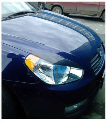 Реснички на фары под покраску, пластик, для авто Hyundai Accent, Verna 2006-2010 (BU)