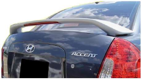 Спойлер со стопом на крышку багажника стиль "Mobis" под покраску, пластик, для авто Hyundai Accent, Verna 2006-2010 (BU)