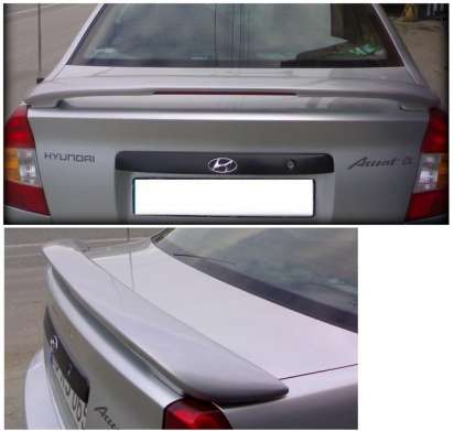 Спойлер со стопом под покраску, стеклопластик, для авто Hyundai Accent 2000-2006, Accent Тагаз 2004-2012
