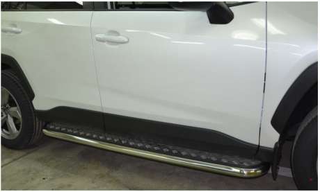Подножки с листом диам.53мм, лист алюминий, окантовка нержавейка, для авто Toyota Rav4 2019-