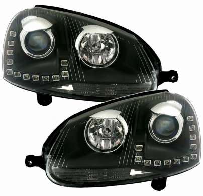 Передняя оптика диодная черная Touareg Style для Volkswagen Golf 5 2003-2009