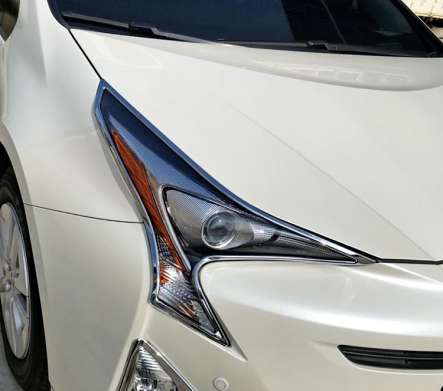 Накладки на передние фары хромированные IDFR 1-TA444-01C для Toyota Prius 2016-
