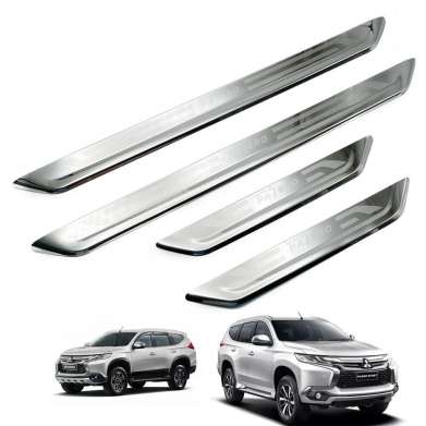 Накладки на пороги стальные с логотипом комплект 4шт. для Mitsubishi Pajero Montero Sport 2016-