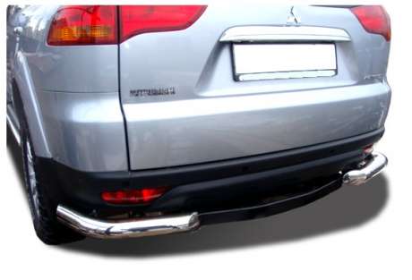 Защита заднего бампера уголки диам.76мм, нержавейка, для авто Mitsubishi Pajero Sport 2008-2016