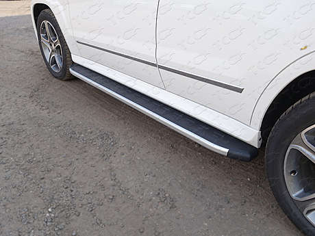 Пороги алюминиевые с пластиковой накладкой MERGLK220D14-07AL для Mercedes-Benz GLK 220 CDI 4MATIC 2012-2015