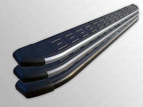 Пороги алюминиевые с пластиковой накладкой MERGLK220D14-07GR для Mercedes-Benz GLK 220 CDI 4MATIC 2012-2015