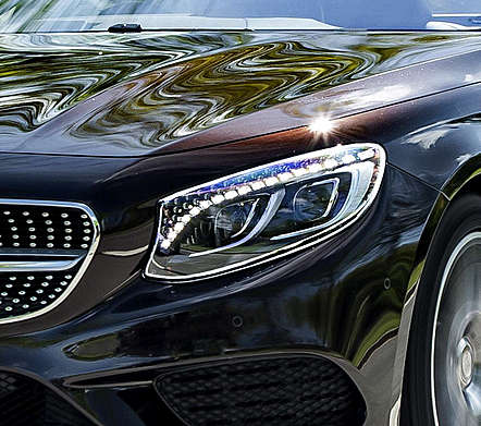 Накладки на передние фары хромированные IDFR 1-MB607-01C для Mercedes-Benz C217 S-Class Coupe 2015-