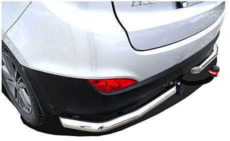 Защита заднего бампера уголки длинные диам.60мм, нержавейка, для авто Hyundai IX35 2010-2015