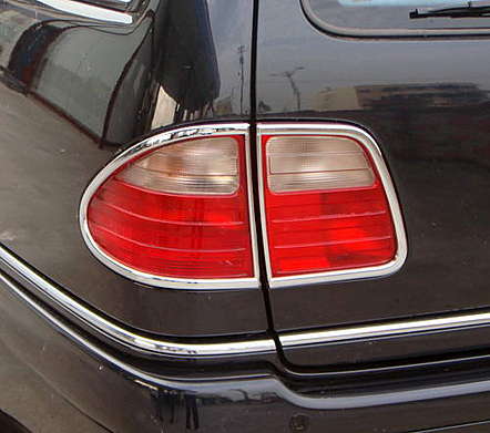 Накладки на задние фонари хромированные IDFR 1-MB203-02C для Mercedes-Benz W210 E-Class универсал 1996-2003