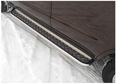 Подножки с листом диам.42мм, лист алюминий, окантовка нержавейка, для авто Geely Emgrand X7 2013-2018, 2018- (GEELEMGX715.09)