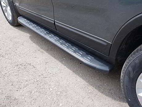 Пороги алюминиевые с пластиковой накладкой (карбон черные) 1720 мм KIASOR09-10BL для Kia Sorento 2009-2012