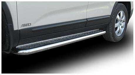 Подножки с листом, лист алюминий, окантовка нержавейка диам.57мм, для авто Kia Sorento XM 2009-2012