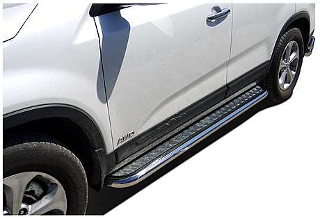 Подножки с листом диам.53мм, лист алюминий, окантовка нержавейка, для авто Kia Sorento XM 2009-2012, Sorento XM 2012- (KSR.13.41)