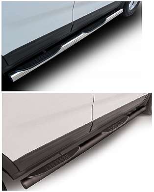 Подножки-трубы со ступеньками диам.76мм, нержавейка (возможен заказ сталь с черным покрытием -60%), для авто Kia Sorento XM 2012-