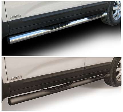 Подножки-трубы со ступеньками диам.76мм, нержавейка (возможен заказ сталь с черным покрытием -60%), для авто Kia Sorento XM 2009-2012