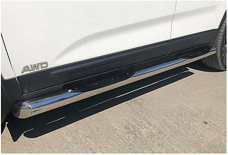 Подножки-трубы со ступеньками диам.76мм, нержавейка, для авто Kia Sorento XM 2012-