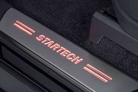 Накладки на пороги (с красной подсветкой) (передние) Startech LG-350-00-RT для Range Rover Sport 2 (2018+) (оригинал, Германия)