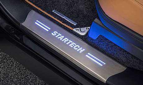 Накладки на пороги (с синей подсветкой) (передние) Startech LG-350-00 для Range Rover Sport 2 (2018+) (оригинал, Германия)