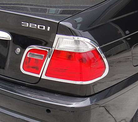 Накладки на задние фонари хромированные IDFR 1-BW101-02C для BMW E46  4D 1998-2001
