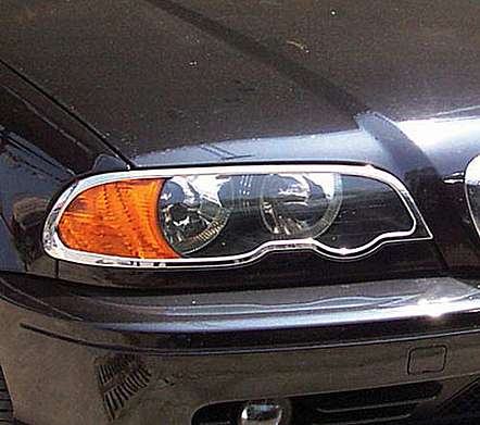 Накладки на передние фары хромированные IDFR 1-BW102-01C для BMW E46 2D 1999-2003