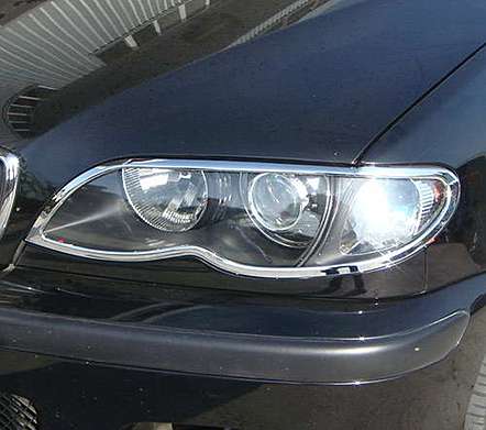 Накладки на передние фары хромированные IDFR 1-BW103-01C для BMW E46 4D 2001-2005