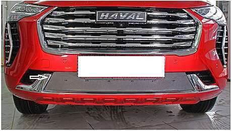 Накладка-заглушка зимняя на решетку бампера (нижняя), черная, ABS-пластик, 1шт, установка на штатную решетку, для авто Haval Jolion 2020-