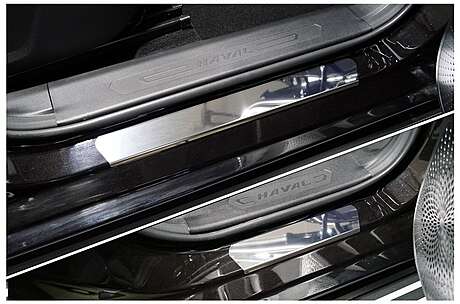 Накладки на внутренние пороги, нержавейка зеркальная, 4шт, на металл, для авто Haval Jolion 2021-