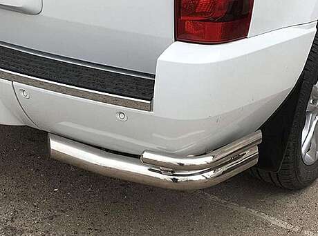 Защита заднего бампера уголки двойные диам.76/42мм, нержавейка, для авто Chevrolet Tahoe 2007-2014