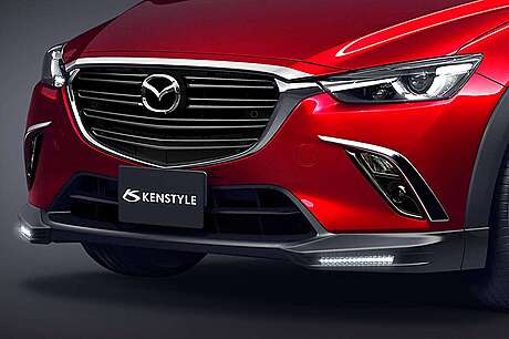 Юбка переднего бампера с дневными огнями LED Kenstyle для Mazda CX-3 2015-2019 (Оригинал, Япония)