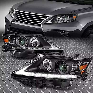 Передняя оптика диодная черная V2 для Lexus RX RX350 RX450H 2013-2015